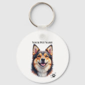 Pet’s Simple Modern Name & Photo Custom Design Sleutelhanger (Voorkant)