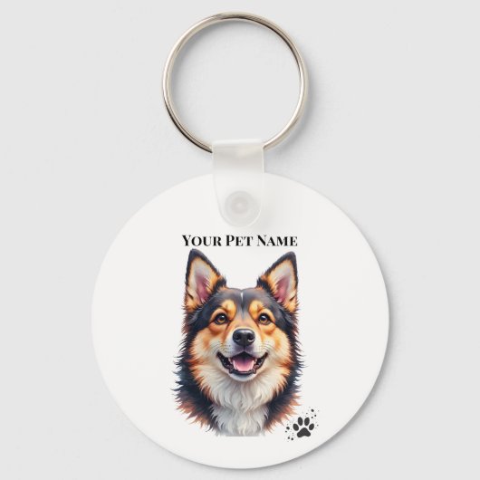 Pet’s Simple Modern Name & Photo Custom Design Sleutelhanger (Voorkant)