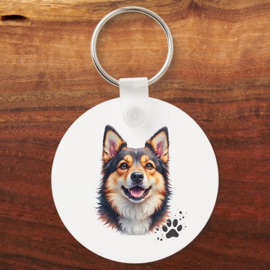 Pet’s Simple Modern Name & Photo Custom Design Sleutelhanger (Achterkant)