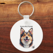 Pet’s Simple Modern Name & Photo Custom Design Sleutelhanger (Voorkant)