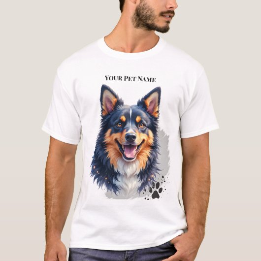 Pet’s Simple Modern Name & Photo Custom Design T-shirt (Voorkant)