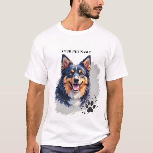 Pet’s Simple Modern Name & Photo Custom Design T-shirt (Voorkant)