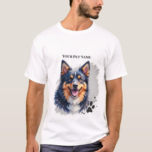 Pet’s Simple Modern Name & Photo Custom Design T-shirt (Voorkant)