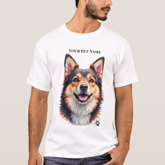 Pet’s Simple Modern Name & Photo Custom Design T-shirt (Voorkant)