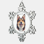 Pet’s Simple Modern Name & Photo Custom Design Tin Sneeuwvlok Ornament (Rechts)