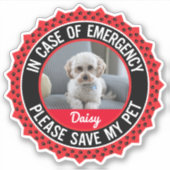 Pet Safety Alert Custom-Cut Vinyl Sticker (Voorkant)
