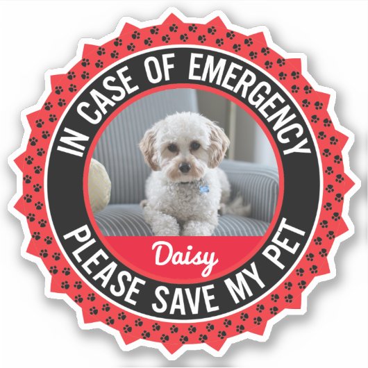 Pet Safety Alert Custom-Cut Vinyl Sticker (Voorkant)