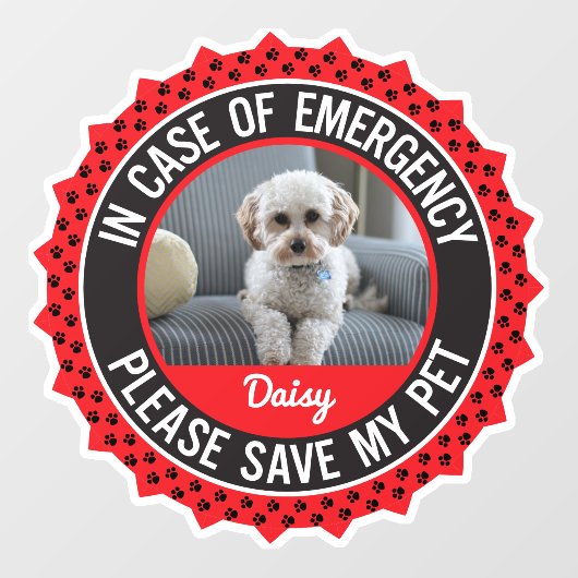 Pet Safety Alert Custom First Responder Raamsticker (Vel)