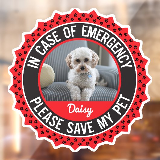 Pet Safety Alert Custom First Responder Raamsticker (Vel 2)