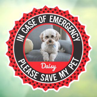 Pet Safety Alert Custom First Responder Raamsticker
