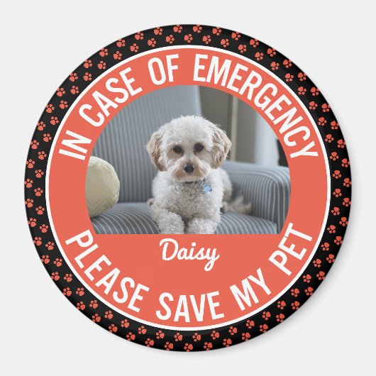 Pet Safety Alert Foto & Naam Emergency Responder Magneet (Voorkant)