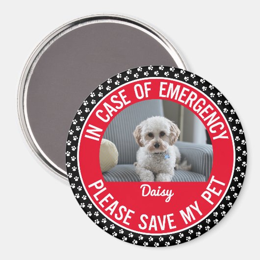 Pet Safety Alert Foto & Naam Emergency Responder Magneet (Voorkant / Achterkant)