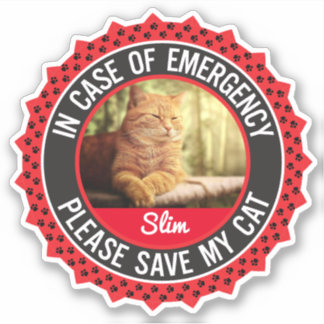 Pet Safety Alert In Hoesje van Emergency Cat Kitte Sticker