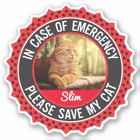 Pet Safety Alert In Hoesje van Emergency Cat Kitte Sticker (Voorkant)