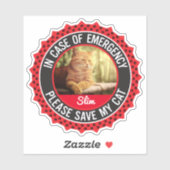 Pet Safety Alert In Hoesje van Emergency Cat Kitte Sticker (Vel)