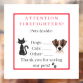 Pet Safety Alert In Hoesje van Emergency Dog Cat Raamsticker (Vel 2)