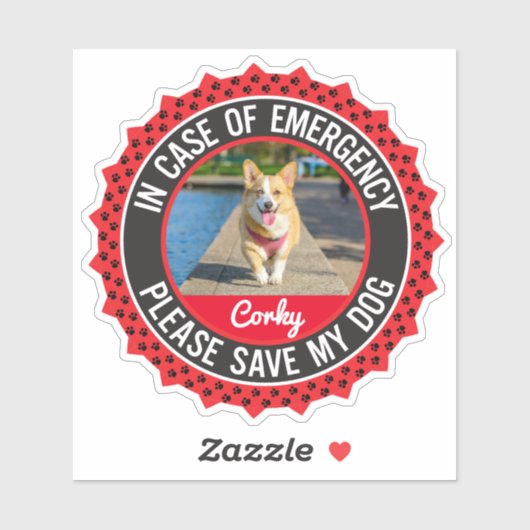 Pet Safety Alert In Hoesje van Emergency Dog Corgi Sticker (Vel)