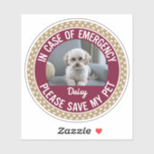 Pet Safety Alert met veranderlijke kleuren Sticker (Vel)