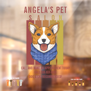 Pet Salon Dog en Cat Recommended Fun personalisere Raamsticker