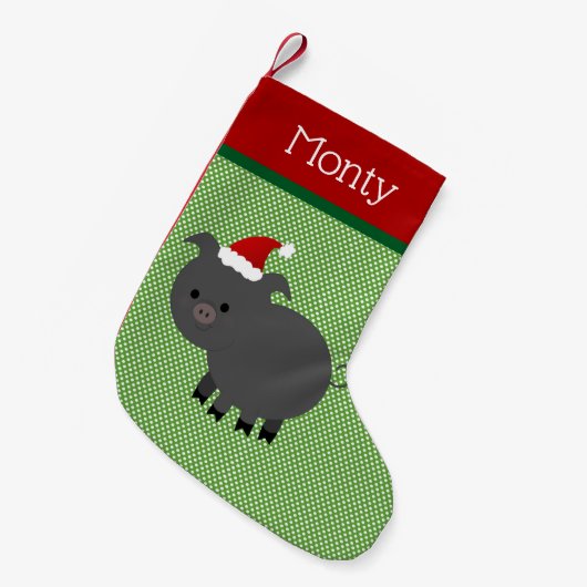Pet Santa Black Pig Stocking Kleine Kerstsok (Voorkant (Hangend))