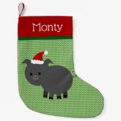 Pet Santa Black Pig Stocking Kleine Kerstsok (Voorkant)