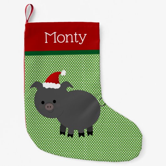 Pet Santa Black Pig Stocking Kleine Kerstsok (Voorkant)