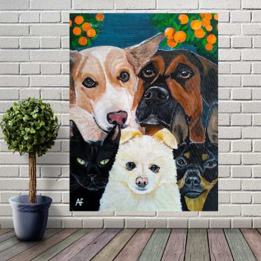 Pet Selfie Painting by Alfred Fox Canvas Afdruk
