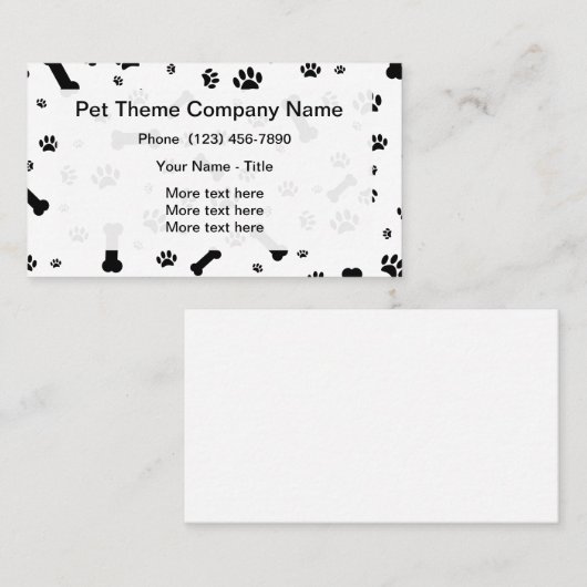 Pet Service Paw Print Pattern Visitekaartje (Voorkant / Achterkant)