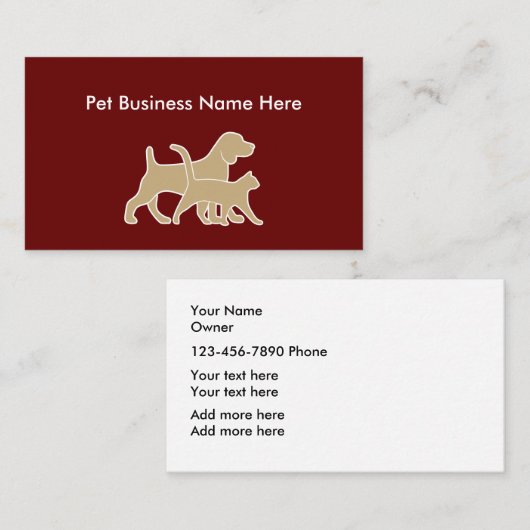 Pet Service Simple Business-kaarten Visitekaartje (Voorkant / Achterkant)