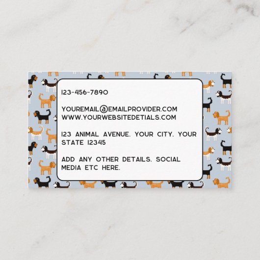 Pet Services Cavalier King Charles Spaniel Visitekaartje (Achterkant)