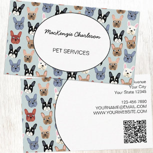 Pet Services Franse Bulldog QR-code Visitekaartje