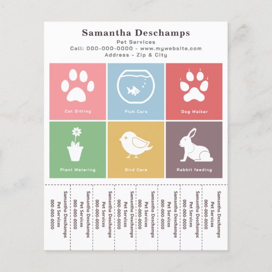 Pet Services & Kleurvierkanten Scheur van strips F Flyer (Voorkant)