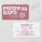 Pet Services Paw Print Reference Card Aanbevelingskaartje (Voorkant / Achterkant)