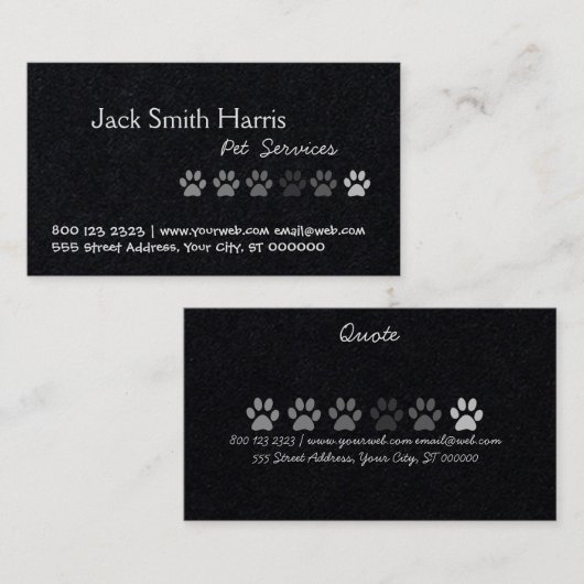 Pet Services, Pet Sitter, Pet Groomer Visitekaartje (Voorkant / Achterkant)