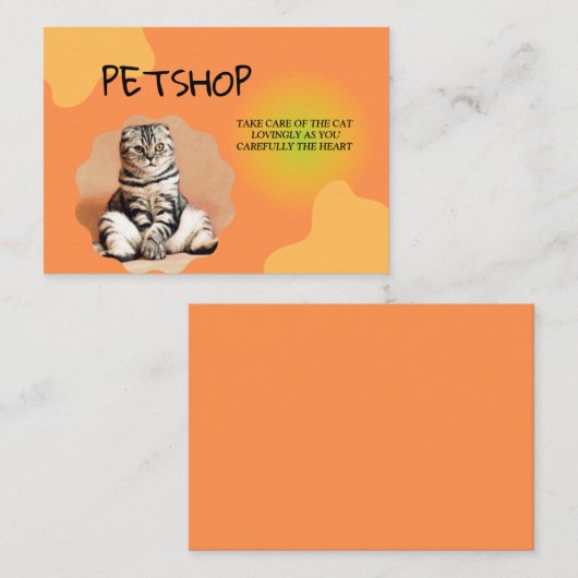 Pet shop Kat Zorgkaart, petshop Informatiekaartje (Voorkant / Achterkant)