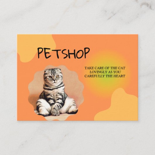 Pet shop Kat Zorgkaart, petshop Informatiekaartje (Voorkant)