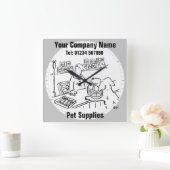 Pet Shop & Pet Supply Cartoon Clock Vierkante Klok (Huis)