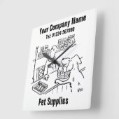 Pet Shop & Pet Supply Cartoon Clock Vierkante Klok (Hoek)