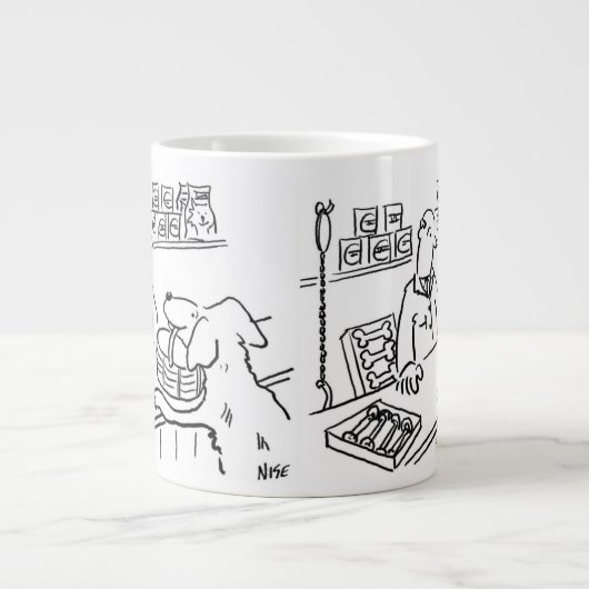 Pet Shop Worker Hond Winkelen Grote Koffiekop (Voorkant)