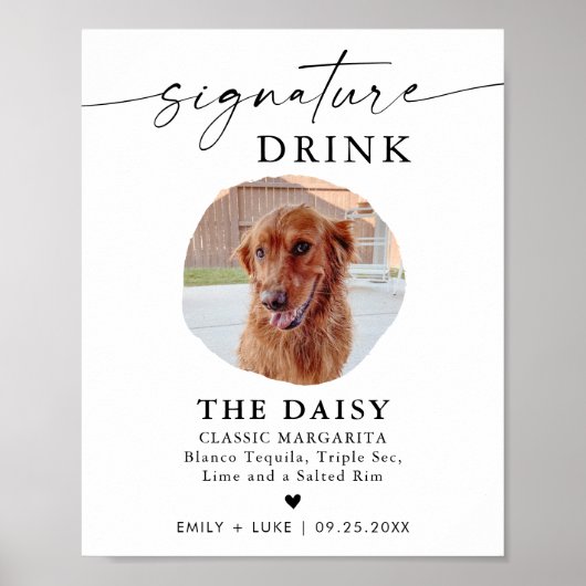 Pet Signature Drink Sign | Trouwbord Drink Bar Poster (Voorkant)