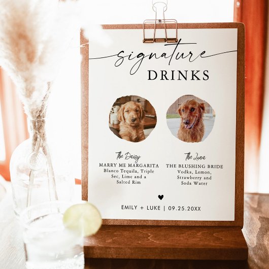 Pet Signature Drink Sign | Trouwbord Drink Bar Poster