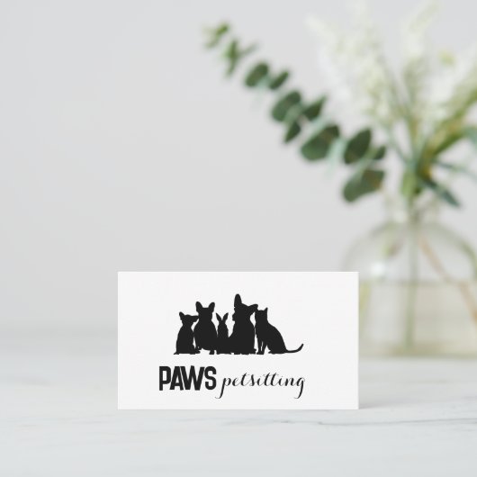 Pet Silhouette Petsitting Visitekaartje (Staand voorkant)