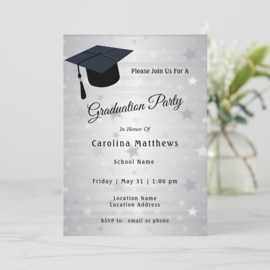 Pet Silver Stars Afstuderen Kaart (Staand voorkant)