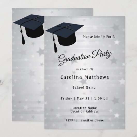 Pet Silver Stars Afstuderen Kaart (Voorkant / Achterkant)