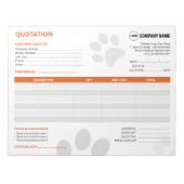 Pet Sitter Aangepaste offerte Notitieblok (Voorkant)