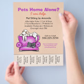 Pet Sitter Ad White Dog Mod Couch Scheurblad Flyer (Hand)