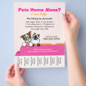 Pet Sitter Ad Yorkie Cat Couch Pink Flyer (Hand)