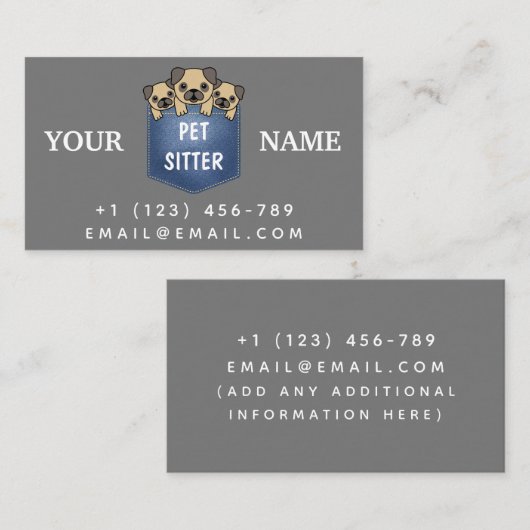 Pet Sitter Animal Care Cute Dogs Modern Visitekaartje (Voorkant / Achterkant)