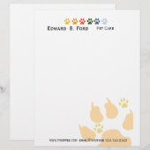 Pet Sitter Animal Care Veterinary Gepersonaliseerd Briefhoofd (Voorkant / Achterkant)