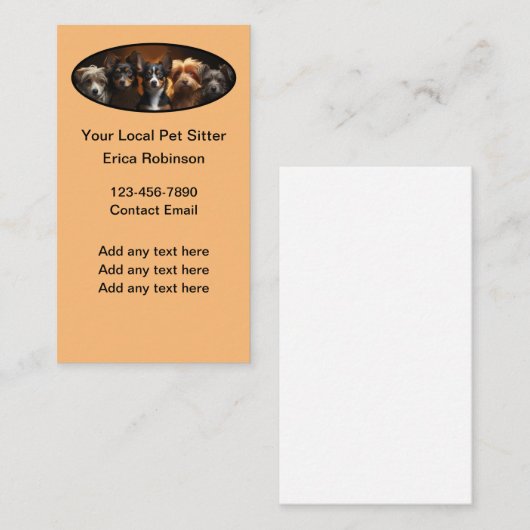 Pet Sitter Beste Verticale Visitekaartjes (Voorkant / Achterkant)